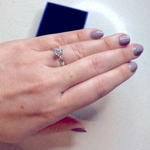 1 carat Solitaire CZ ring in Sterling Silver